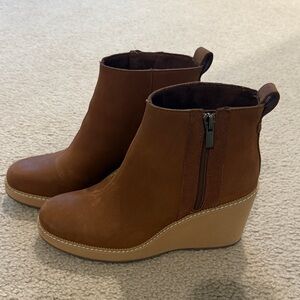 Toms Chestnut Wedge Ankle Booties